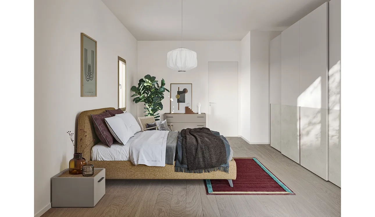 Lit en tissu avec tête de lit Verso de Colombini Casa