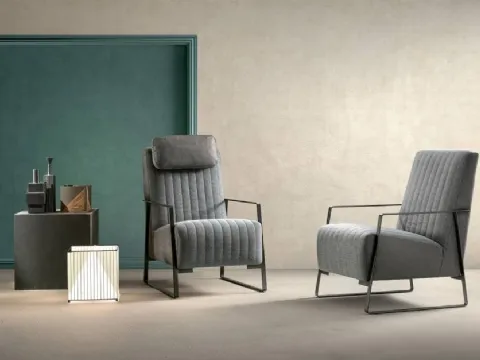 Fauteuil en tissu et cuir Angy de Samoa