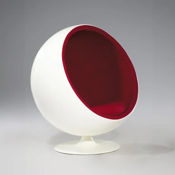 Fauteuil Circle en fibre de verre blanc et intérieur en tissu de Sigerico.