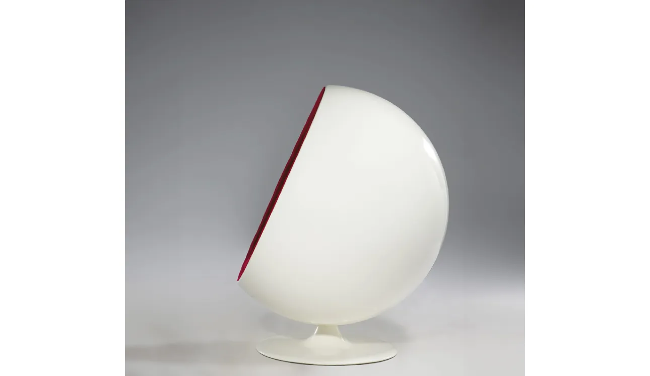 Fauteuil Circle en fibre de verre blanche et intérieur en tissu de Sigerico