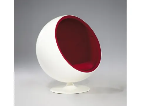 Fauteuil Circle en fibre de verre blanc et intérieur en tissu de Sigerico.