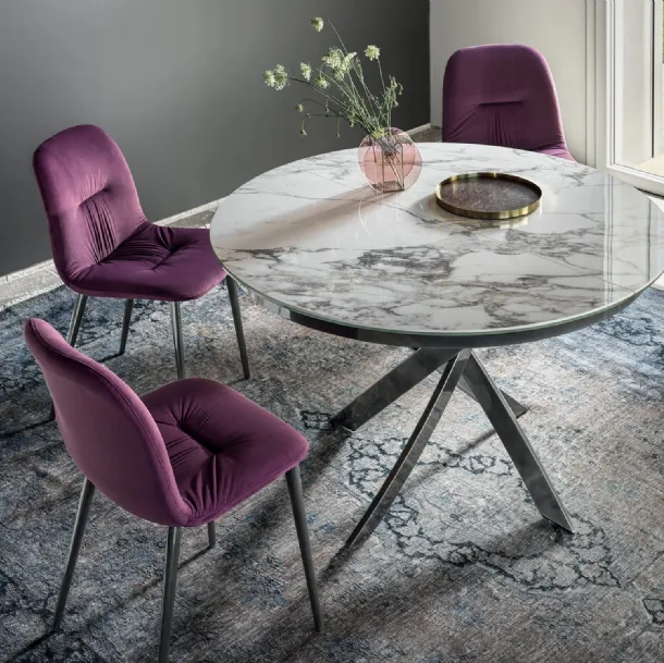 Table ronde Barone en SuperMarbre de Bontempi