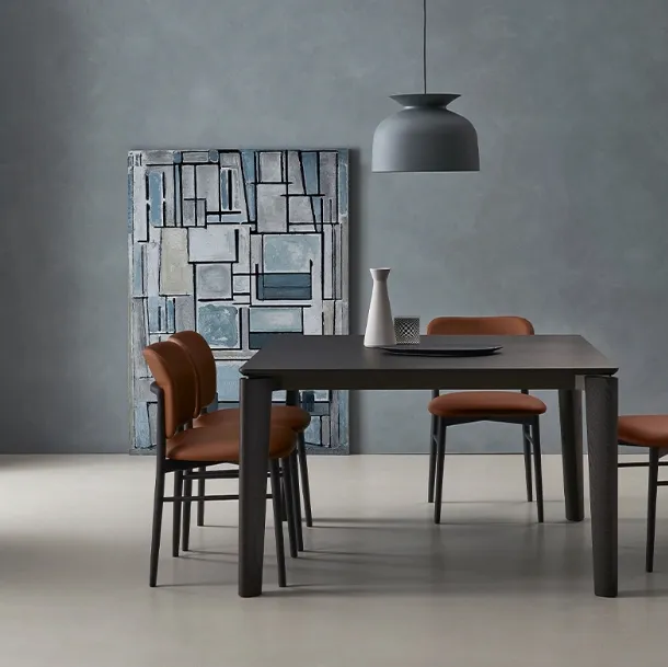 Table extensible Desco en chêne anthracite de Sangiacomo