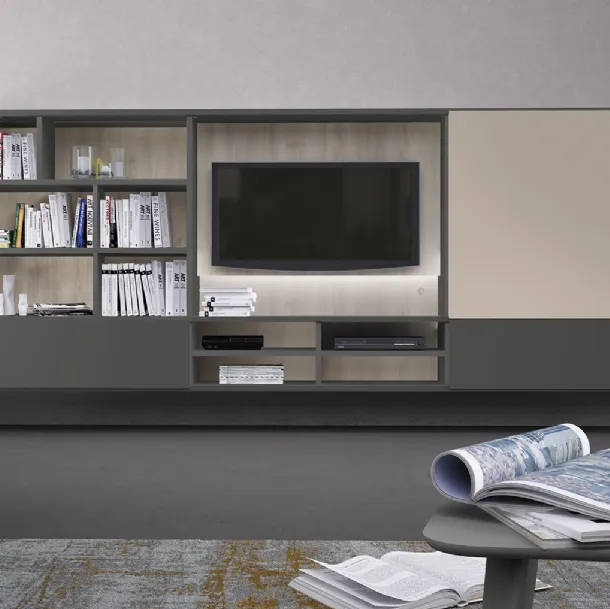 Bibliothèque modulaire suspendue Infinity L24 de Colombini Casa.