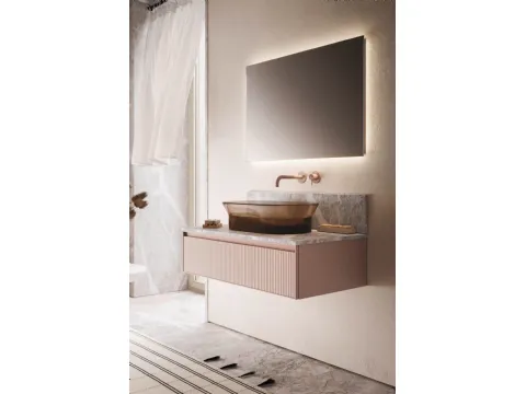 Meuble de salle de bain suspendu Absolute 41 en verre ondulé mat d'