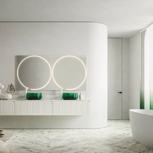 Meuble suspendu de salle de bain Absolute 43 en verre laqué d'Ar