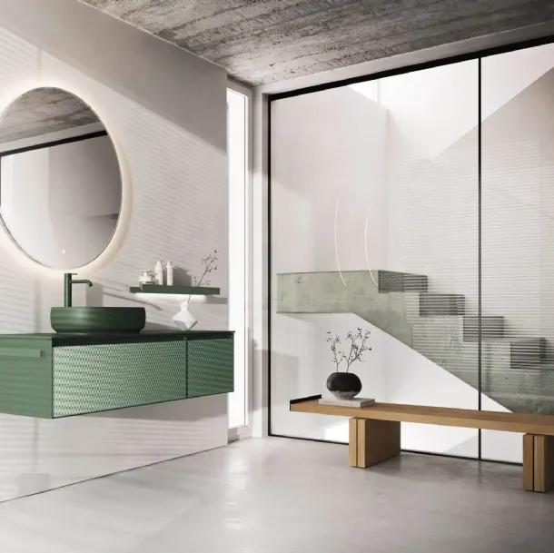 Meuble de salle de bains suspendu Absolute 44 en laqué mat Caleido 3D par Ar