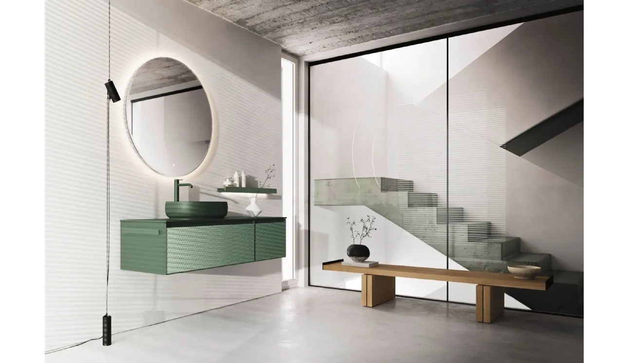 Meuble de salle de bains suspendu Absolute 44 en laqué mat Caleido 3D par Ar