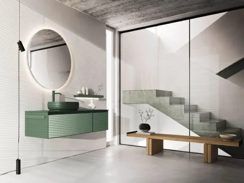 Meuble de salle de bains suspendu Absolute 44 en laqué mat Caleido 3D par Ar