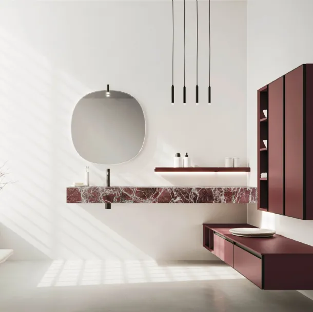 Meuble de salle de bain suspendu Absolute 46 laqué et en marbre par Arbi