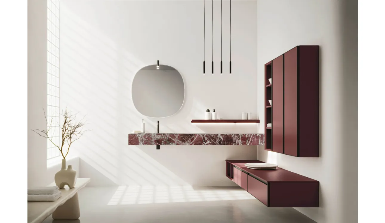 Meuble de salle de bain suspendu Absolute 46 laqué et en marbre par Arbi