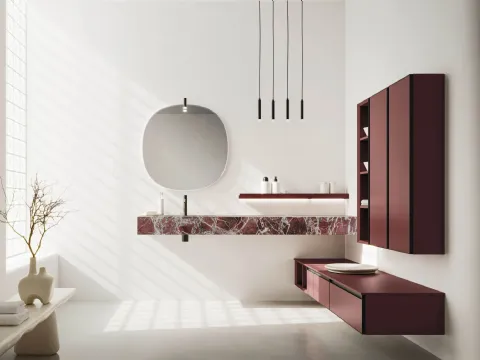Meuble de salle de bain suspendu Absolute 46 laqué et en marbre par Arbi