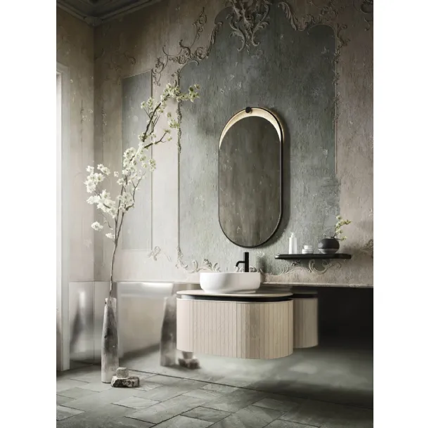 Meuble de salle de bain suspendu Almond 01 en laminam Alaska par Arbi