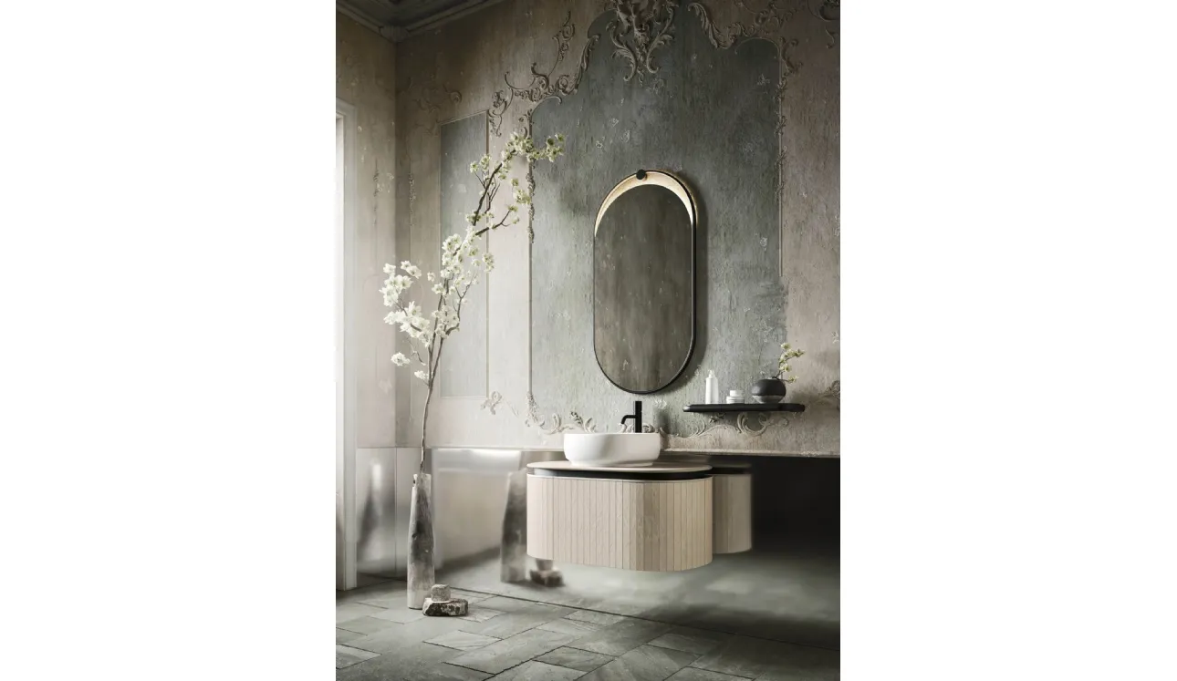 Meuble de salle de bain suspendu Almond 01 en laminam Alaska par Arbi