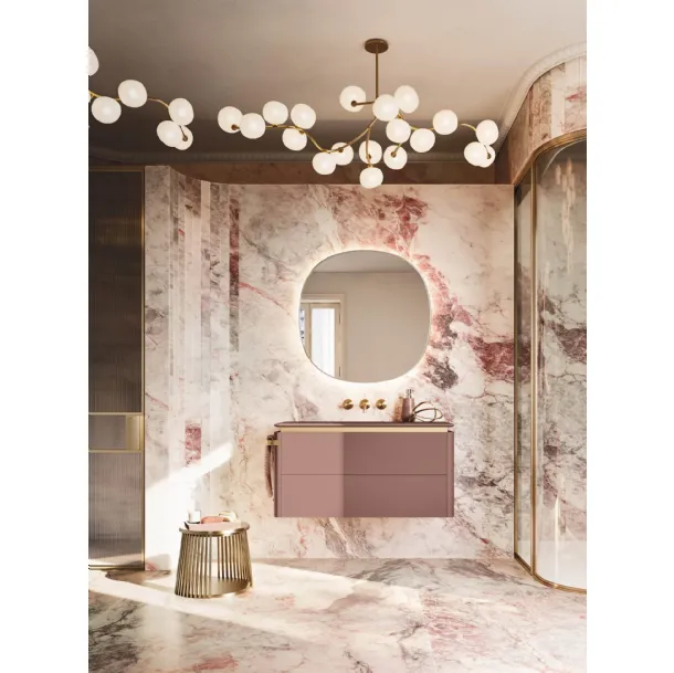 Meuble de salle de bain suspendu Almond 05 en laqué mat d'