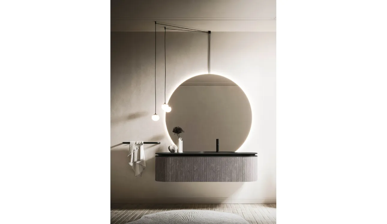 Meuble suspendu de salle de bains Almond 08 en Laminam Burgundy d