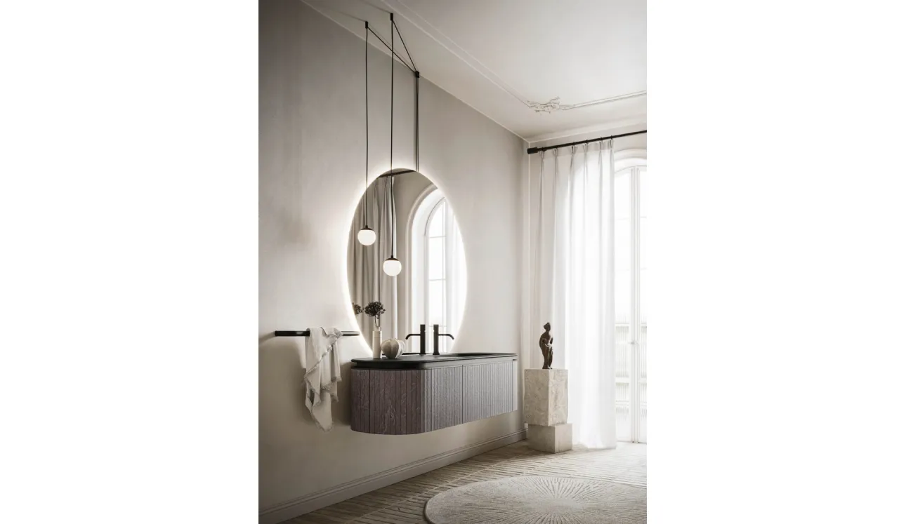 Meuble de salle de bain suspendu Almond 08 en Laminam Burgundy d