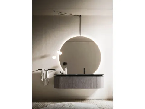 Meuble suspendu de salle de bains Almond 08 en Laminam Burgundy d