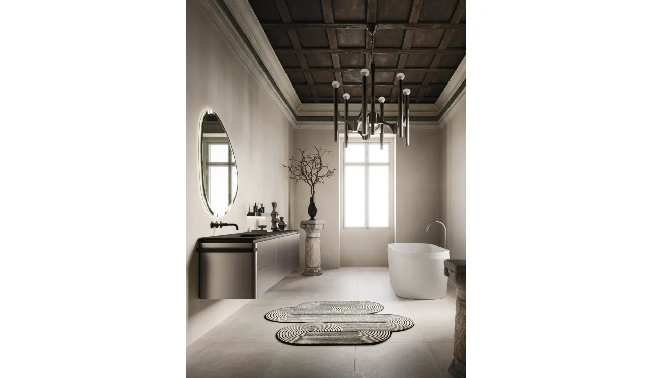 Meuble de salle de bain suspendu Almond 09 en métal laqué couleur fonte