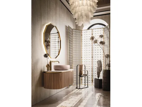 Meuble de salle de bain suspendu Almond 10 en Groove Noyer Canaletto