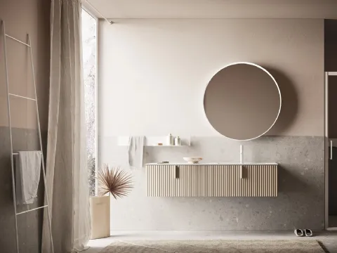 Meuble de salle de bain suspendu Code Wave 09 en bois par Arbi