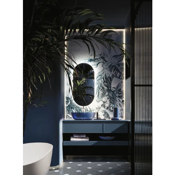 Meuble de salle de bain suspendu Decor Blue Forest laqué par Arbi