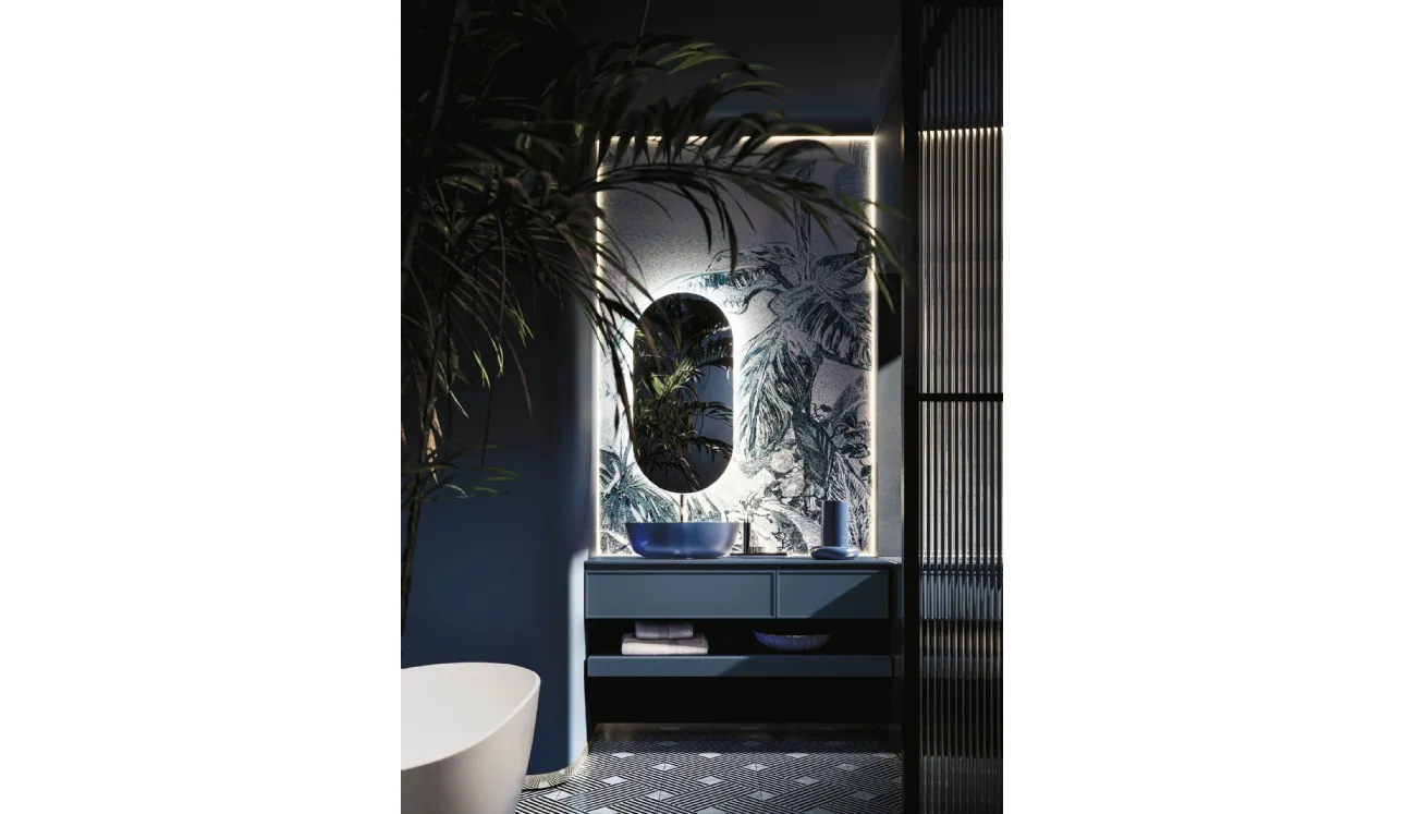 Meuble de salle de bain suspendu Decor Blue Forest laqué par Arbi