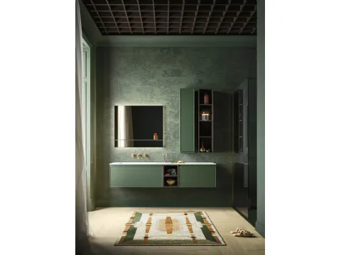 Meuble de salle de bain suspendu Decor Green mood en laqué mat d'Arbi