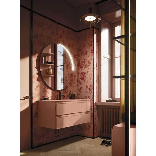 Meuble de salle de bain suspendu Decor Pink palette en laqué d'Arbi