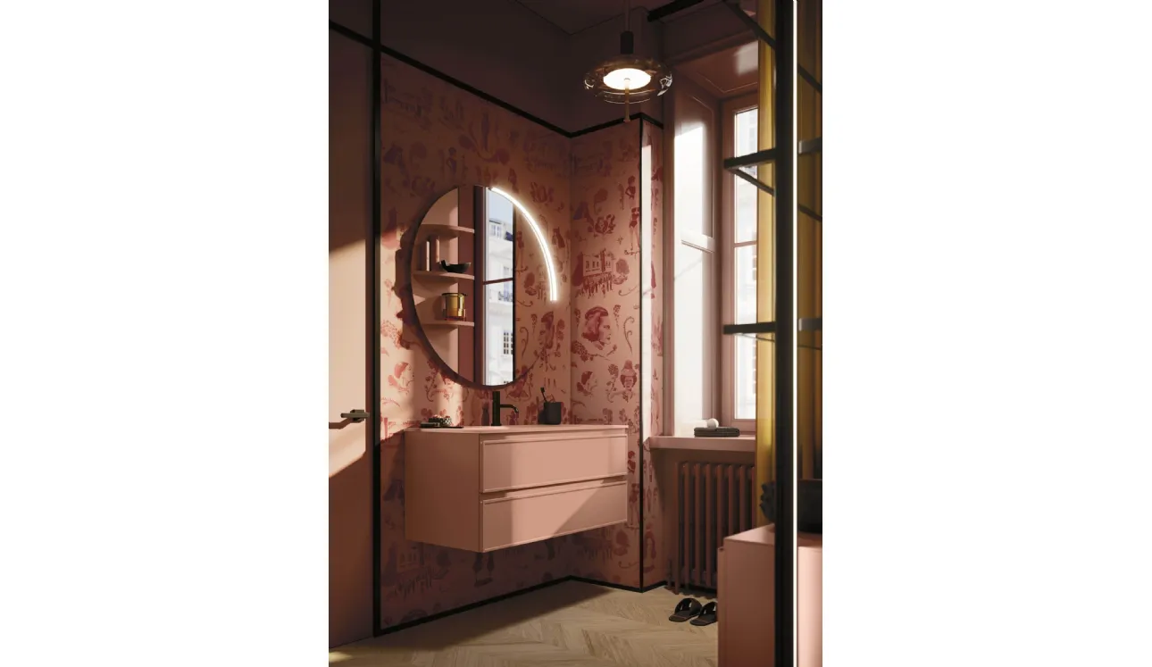 Meuble de salle de bain suspendu Decor Pink palette en laqué d'Arbi
