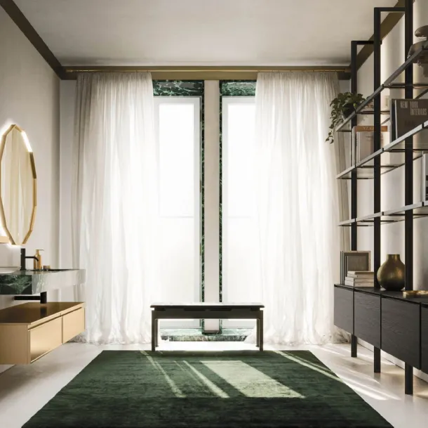 Meuble de salle de bain suspendu Decor Precious gold en laqué d'Arbi