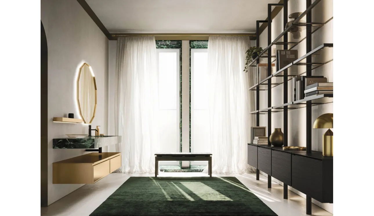 Meuble de salle de bain suspendu Decor Precious gold en laqué d'Arbi