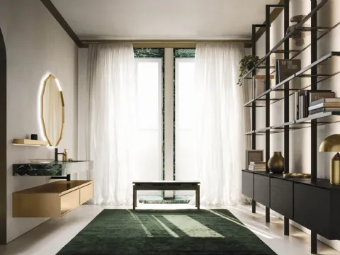 Meuble de salle de bain suspendu Decor Precious gold en laqué d'Arbi