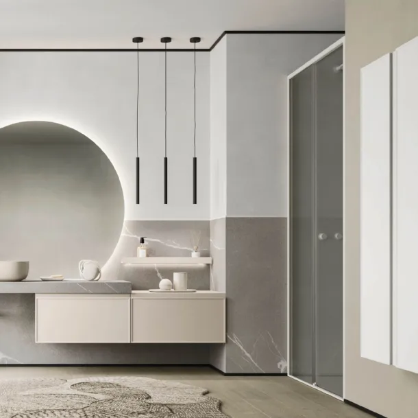 Meuble de salle de bain suspendu Decor Relax gris laqué d'Arbi