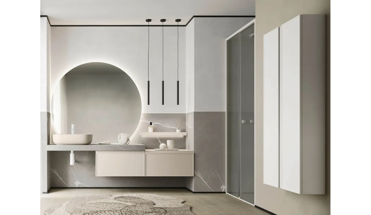 Meuble de salle de bain suspendu Decor Relax gris laqué d'Arbi