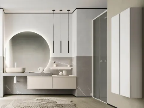 Meuble de salle de bain suspendu Decor Relax gris laqué d'Arbi