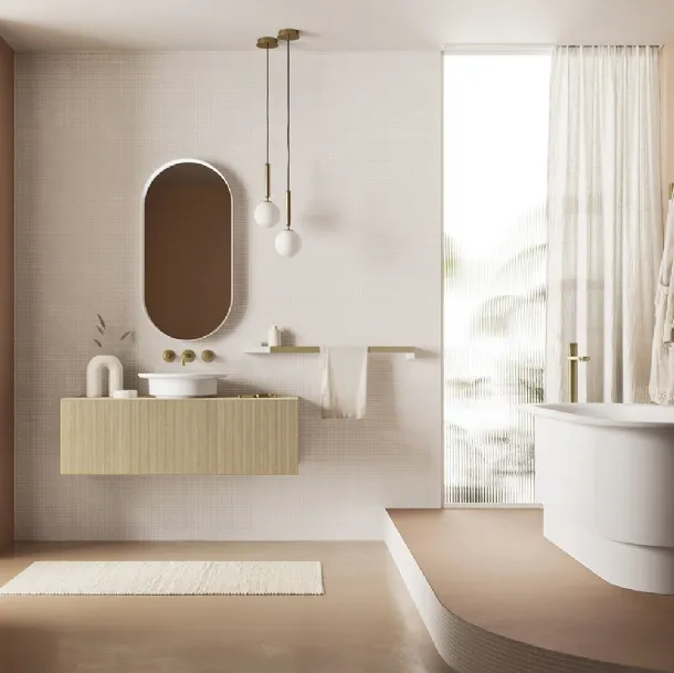 Meuble de salle de bains suspendu Luxor 01 en bois d