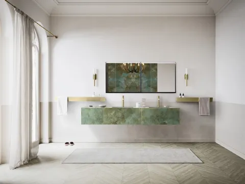 Meuble de salle de bain suspendu Luxor 02 en Laminam Ossido Verderame