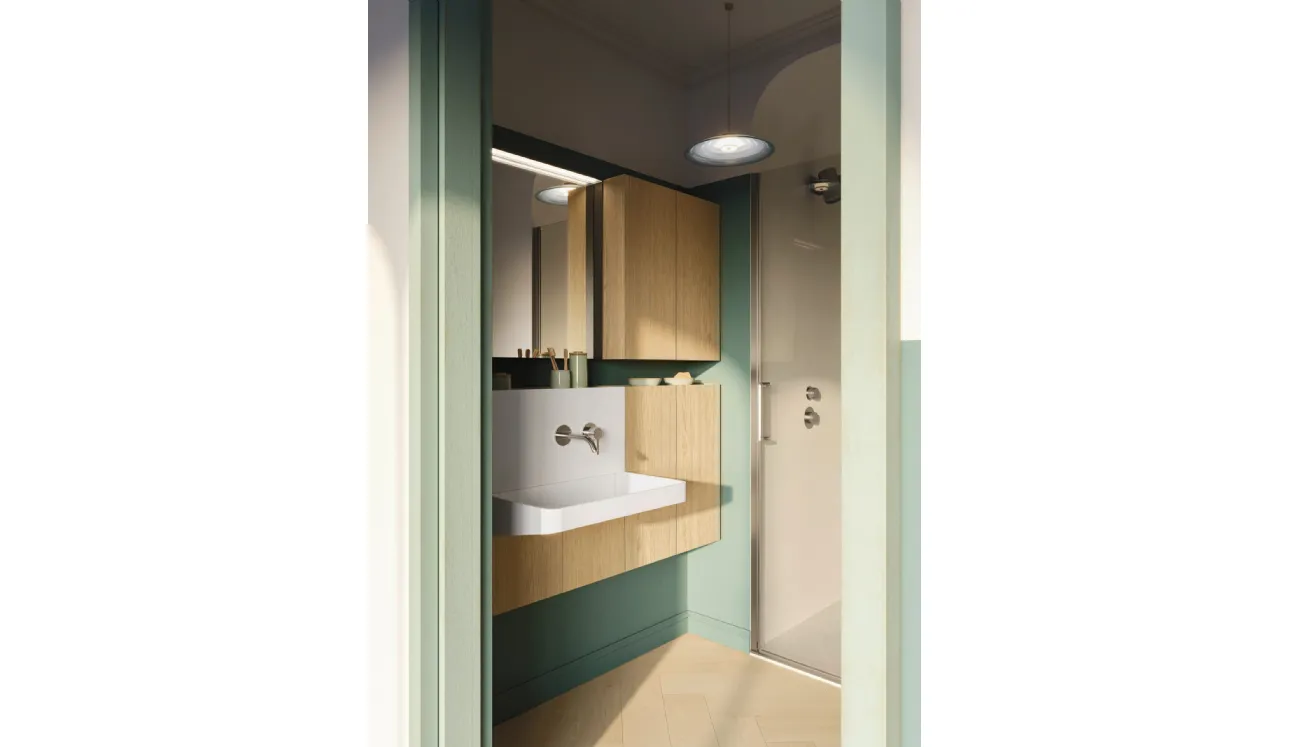 Meuble de salle de bain gain de place Over 07 en chêne d