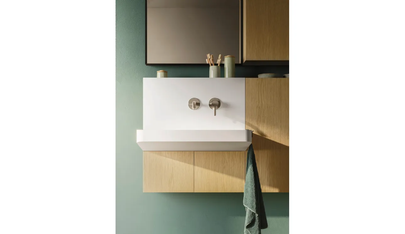 Meuble de salle de bain gain de place Over 07 en chêne d