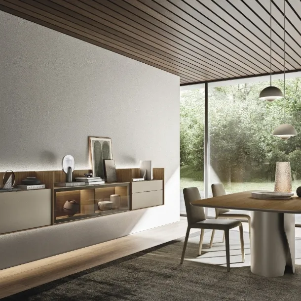 Meuble suspendu Cabaret One 03 en matériau et bois de Sangiacomo