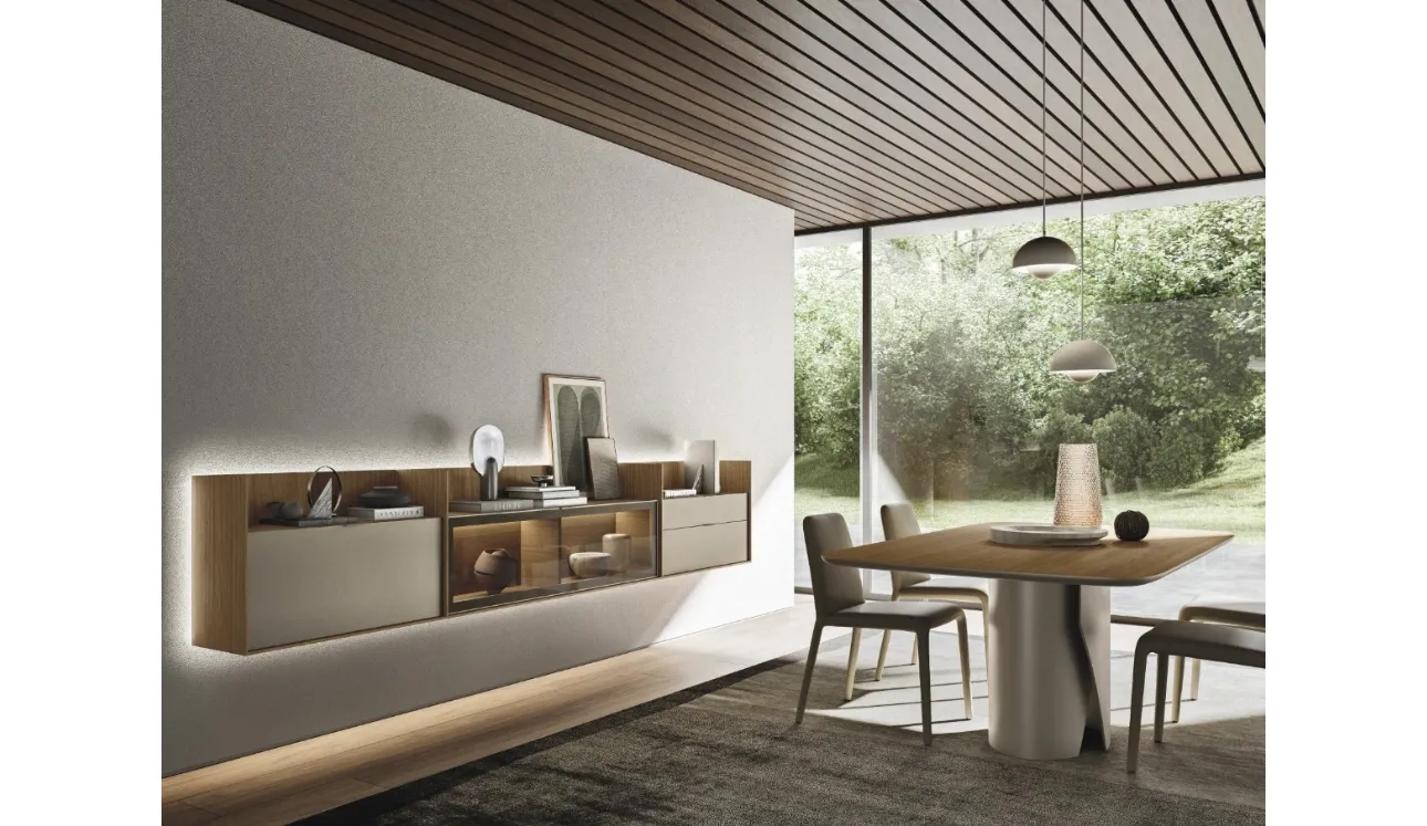 Meuble suspendu Cabaret One 03 en matériau et bois de Sangiacomo