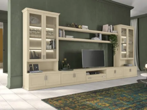 Mur de rangement Arcadia AS115 en mélaminé Magnolia par Colombini Casa