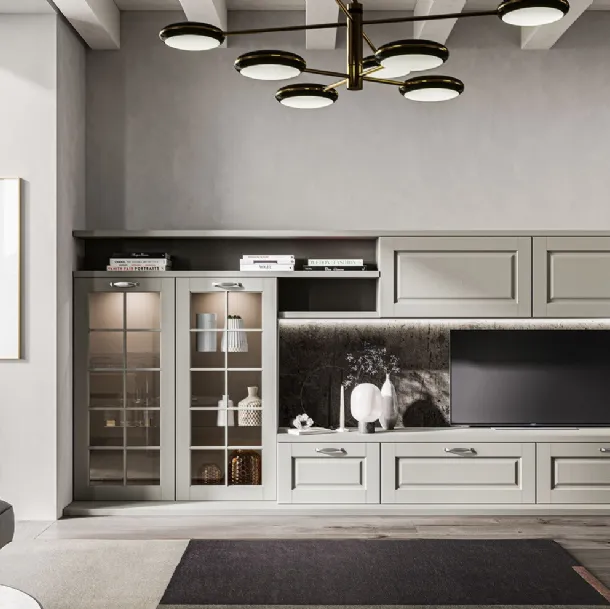 Mur équipé Living Asolo en frêne massif de Arredo3